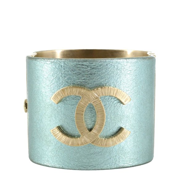 CHANEL Turquoise Logo Cuff - Picture 1 of 6
